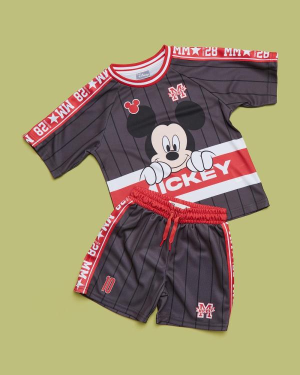 Cotton On Kids - Disney Mickey License Soccer Jersey Short Pack - 2 Piece (Lcn Dis Rabbit Grey Stripe 10/Mickey Smiley F) Disney Mickey License Soccer Jersey Short Pack