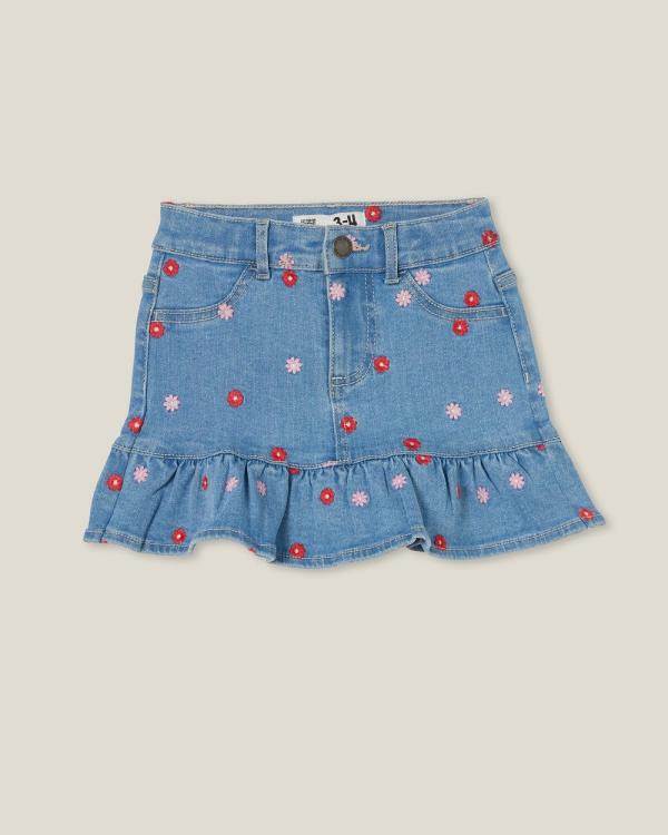 Cotton On Kids - Maisie Denim Skirt   Babies Teens - Denim skirts (Light Wash & Floral Embrodiery) Maisie Denim Skirt - Babies-Teens