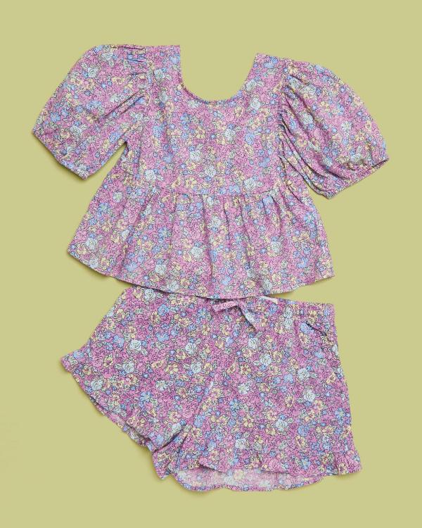 Cotton On Kids - Multipack Leah Shirt And Abigail Shorts   Kids Teens - 2 Piece (Pale Violet & Middleton Floral) Multipack Leah Shirt And Abigail Shorts - Kids-Teens
