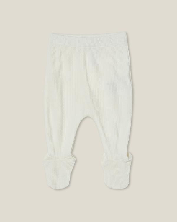 Cotton On Kids - Organic Pointelle Footed Legging - Socks & Stockings (MILK) Organic Pointelle Footed Legging