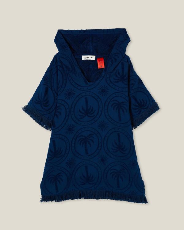 Cotton On Kids - Short Sleeve Hooded Towel   Babies Teens - Towels (In The Navy & Palm Tree Tiles) Short Sleeve Hooded Towel - Babies-Teens