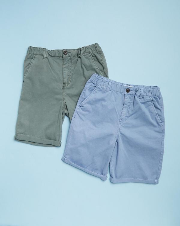 Cotton On Kids - Wesley Chino Shorts Two Pack   ICONIC EXCLUSIVE   Teens - Chino Shorts (Swag Green & Dusty Blue) Wesley Chino Shorts Two Pack - ICONIC EXCLUSIVE - Teens