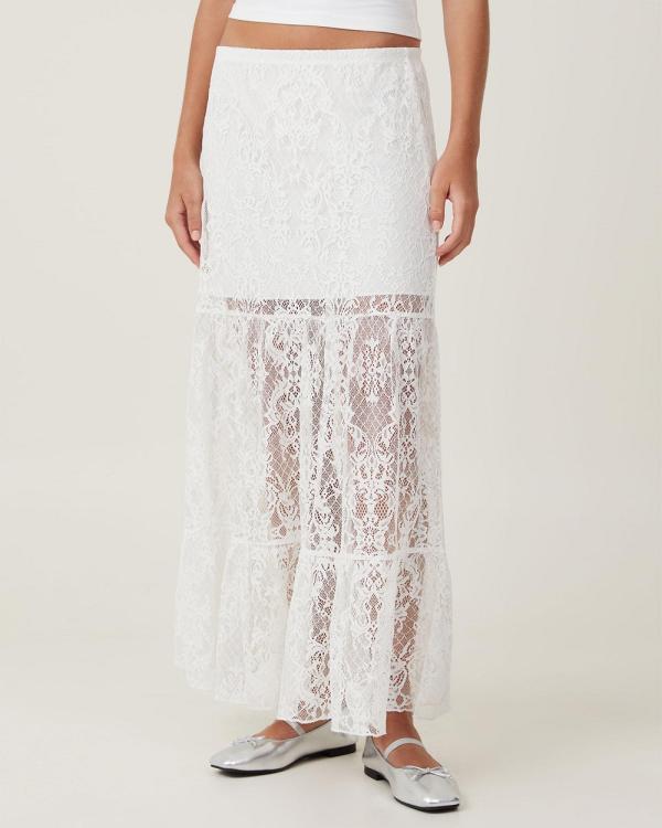 Cotton On - Lace Tiered Maxi Skirt - Skirts (White) Lace Tiered Maxi Skirt