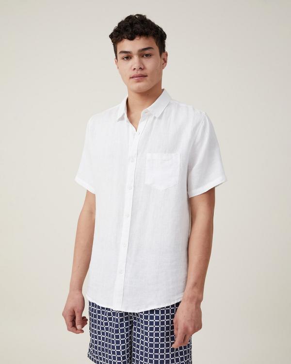 Cotton On - Linen Short Sleeve Shirt White - Tops (WHITE) Linen Short Sleeve Shirt White