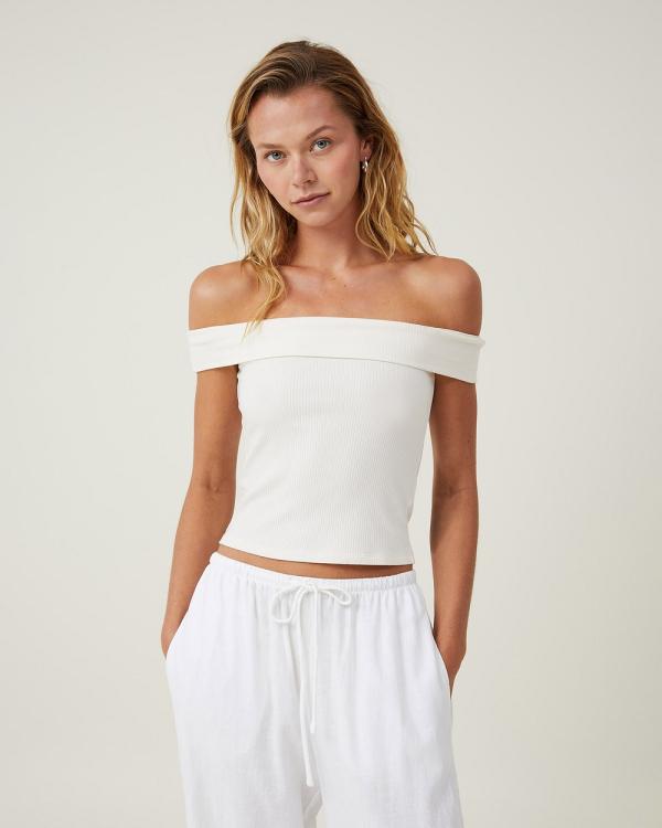 Cotton On - Margot Off The Shoulder Short Sleeve Top White - Tops (WHITE) Margot Off The Shoulder Short Sleeve Top White