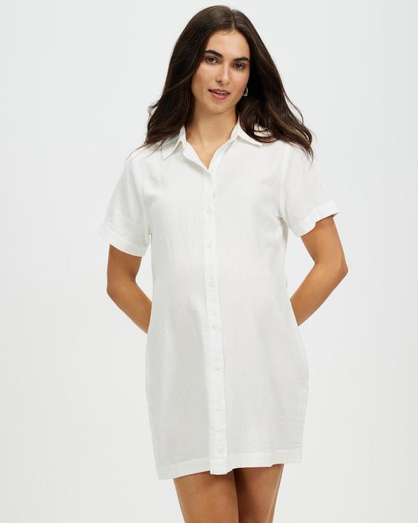Cotton On Maternity - Maternity Friendly Haven Mini Shirt - Dresses (White) Maternity Friendly Haven Mini Shirt
