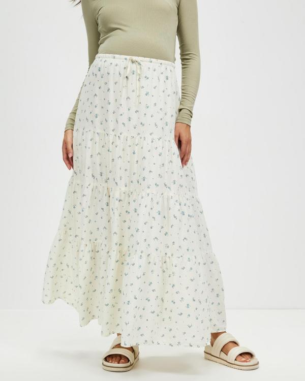 Cotton On Maternity - Maternity Friendly Haven Tiered Maxi Skirt - Skirts (Esme Ditsy & Blue Crush) Maternity Friendly Haven Tiered Maxi Skirt