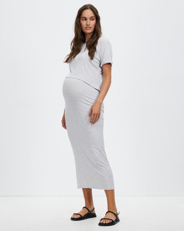 Cotton On Maternity - Maternity Friendly Staple Rib Maxi Skirt - Skirts (Grey Marle) Maternity Friendly Staple Rib Maxi Skirt