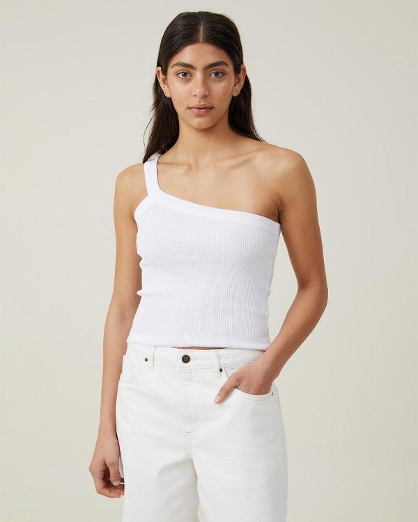 Cotton On - The 91 One Shoulder Tank - Tops (White) The 91 One Shoulder Tank