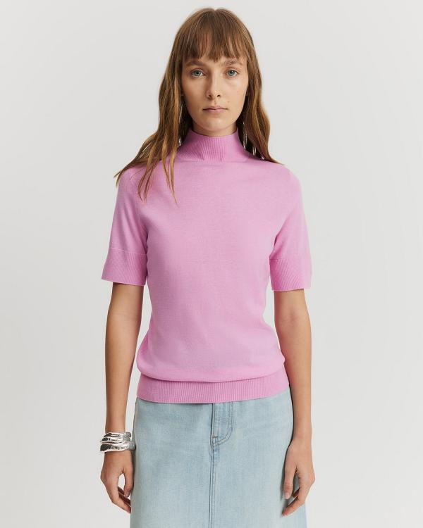 Country Road - Australian Merino Wool Silk Short Sleeve Knit - Pants (Pink) Australian Merino Wool Silk Short Sleeve Knit