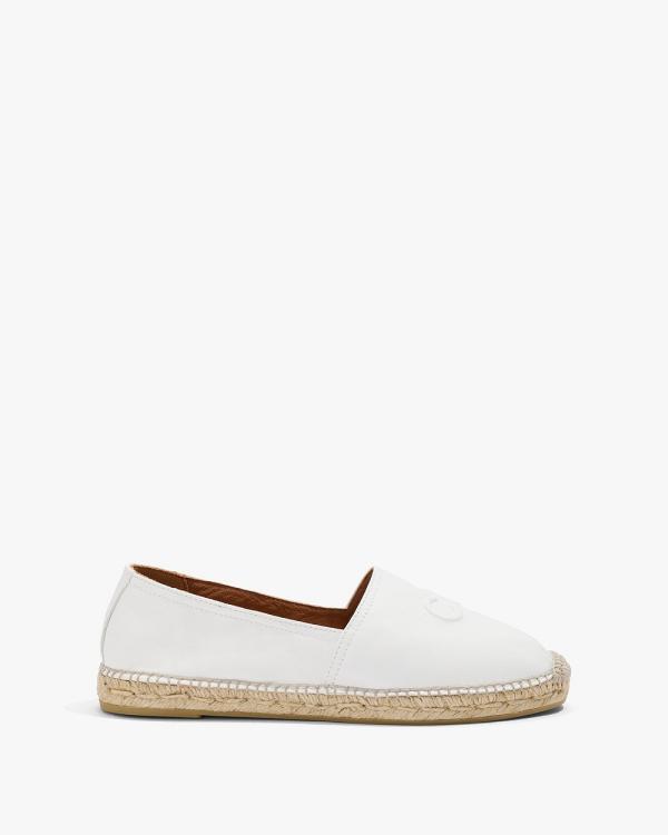 Country Road - Cr Logo Leather Espadrille - Flats (White) Cr Logo Leather Espadrille