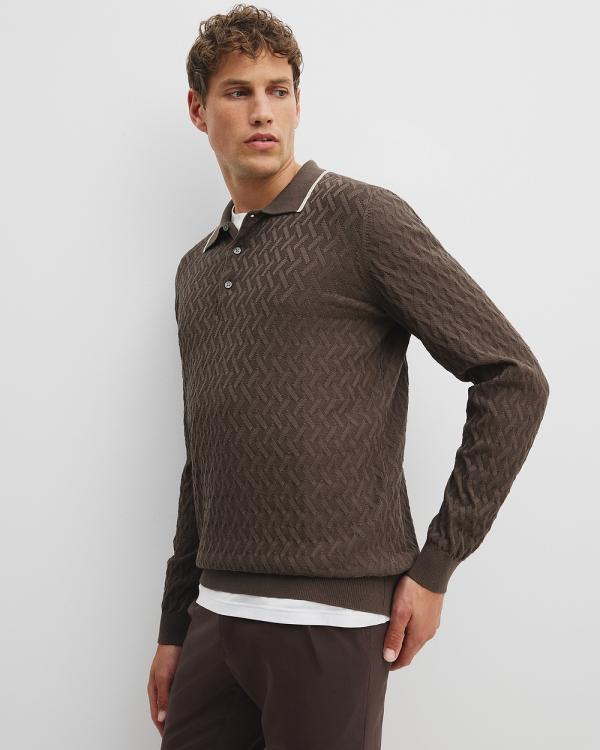 Country Road - Jacquard Knit Polo - Shirts & Polos (Brown) Jacquard Knit Polo