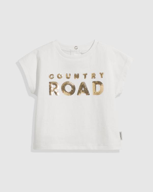 Country Road - Organically Grown Cotton Sequin Logo T shirt - T-Shirts & Singlets (White) Organically Grown Cotton Sequin Logo T-shirt