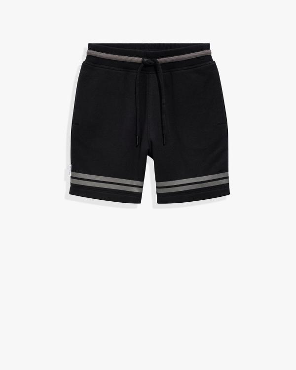 Country Road - Organically Grown Cotton Stripe Sweat Short - Shorts (Black) Organically Grown Cotton Stripe Sweat Short