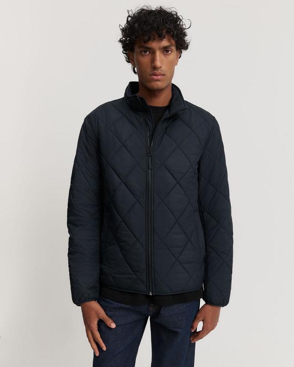 Country Road - Recycled Polyester Funnel Neck Quilted Jacket - Casual shirts (Navy) Recycled Polyester Funnel Neck Quilted Jacket