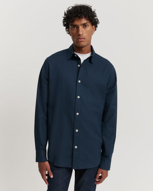 Country Road - Regular Fit Australian Good Earth Cotton Brushed Twill Shirt - Shirts & Polos (Navy) Regular Fit Australian Good Earth Cotton Brushed Twill Shirt