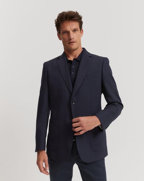 Country Road - Regular Fit Textured Wool Stretch Blazer - Blazers (Navy) Regular Fit Textured Wool Stretch Blazer