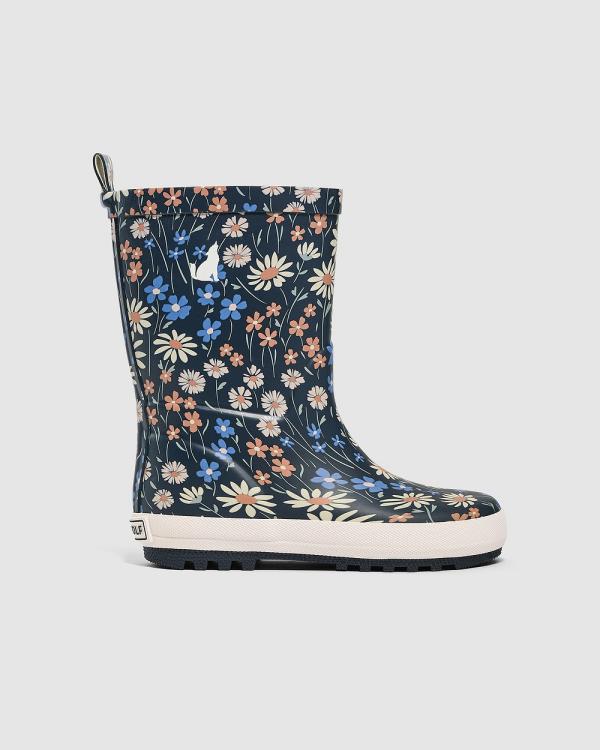 Crywolf - Rain Boots Winter Floral - Boots (Navy) Rain Boots Winter Floral