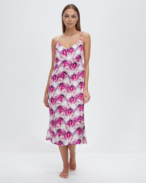 David Lawrence - Mylene Silk Sleep Dress - Sleepwear (PINK MULTI) Mylene Silk Sleep Dress