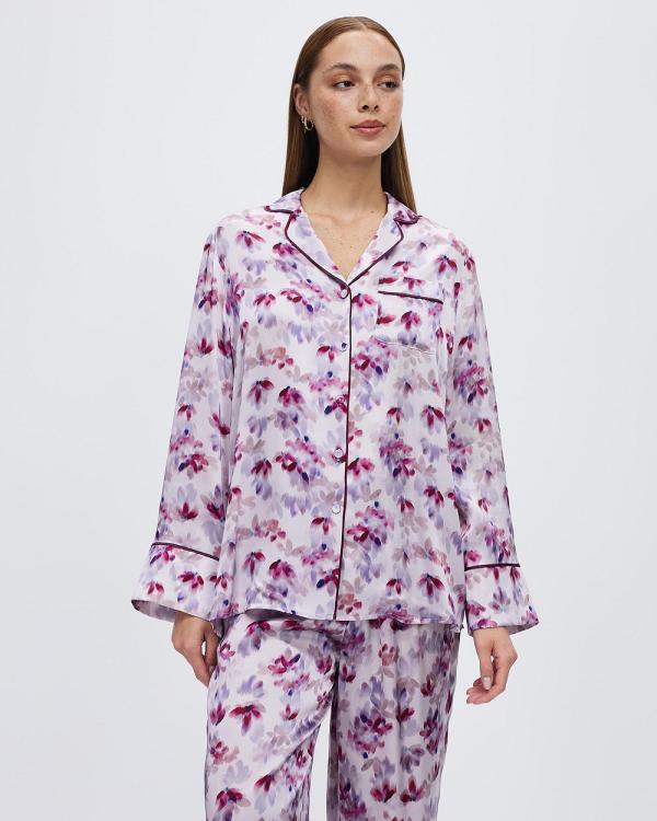 David Lawrence - Romane Silk Pyjama Blouse - Sleepwear (MAUVE MULTI) Romane Silk Pyjama Blouse