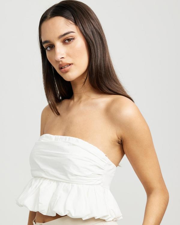 Dazie - Babe Bubble Strapless Top - Cropped tops (White) Babe Bubble Strapless Top