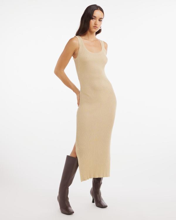 Dazie - Horizon Knit Scoop Neck Midi Dress - Dresses (Sand Silver Lurex) Horizon Knit Scoop Neck Midi Dress