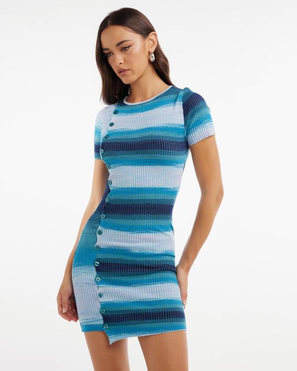 Dazie - Lily Summer Knit Mini Dress - Dresses (Blue Space Dye) Lily Summer Knit Mini Dress