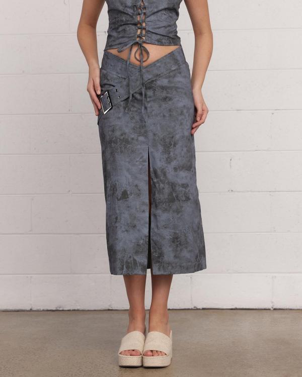 Dazie - Painted Dreams Midi Skirt - Skirts (Blue Tie Dye Wash) Painted Dreams Midi Skirt