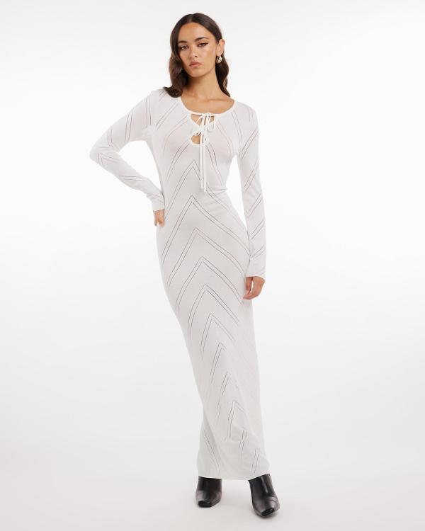 Dazie - Ray Of Sun Knit Long Sleeve Maxi Dress - Dresses (Off-White) Ray Of Sun Knit Long Sleeve Maxi Dress
