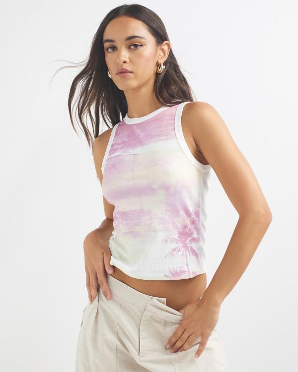 Dazie - Summer Sunset Ribbed Tank - T-Shirts & Singlets (Sunset) Summer Sunset Ribbed Tank