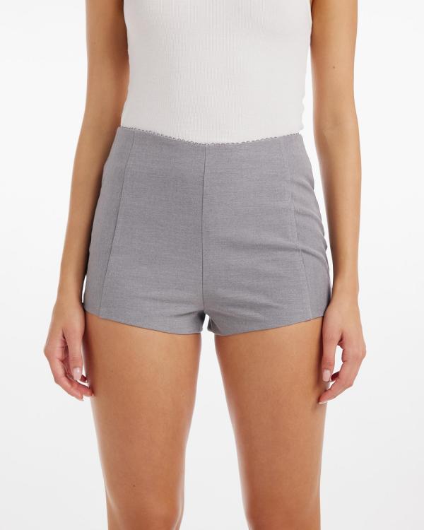 Dazie - Timeless Tailored Micro Shorts - High-Waisted (Grey Marle) Timeless Tailored Micro Shorts