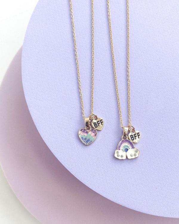 Dear Addison - Kids - Heart & Rainbow Best Friends Necklace - Novelty Gifts (Yellow Gold) Heart & Rainbow Best Friends Necklace