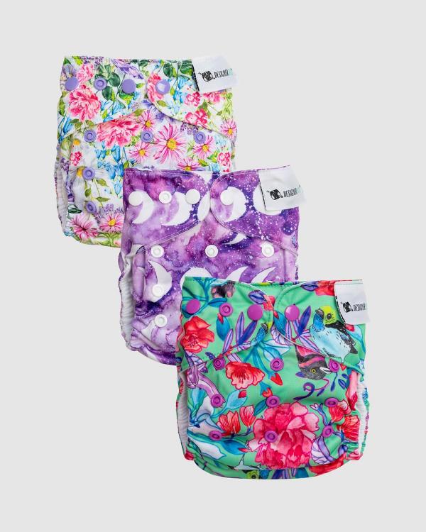 Designer Bums - Reusable Cloth Nappy 3 Pack - Changing (Multi) Reusable Cloth Nappy 3 Pack