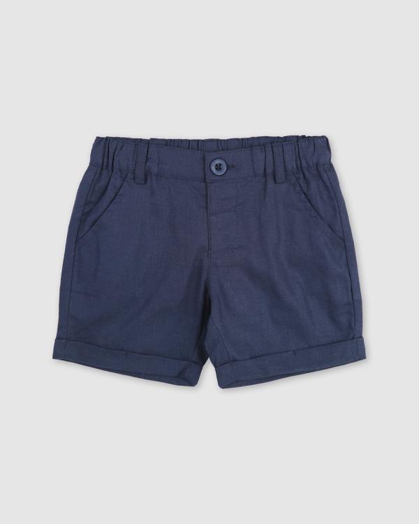 Designer Kidz - Finley Linen Shorts - Shorts (Navy) Finley Linen Shorts