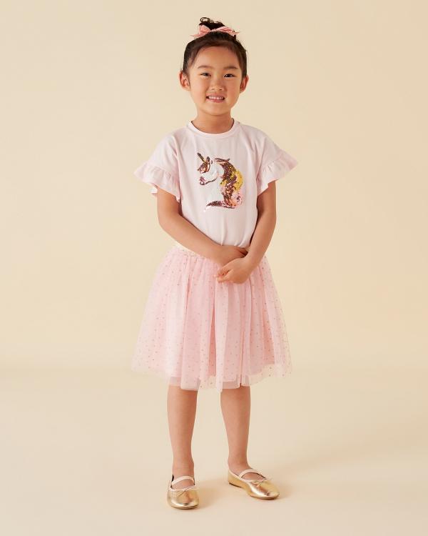 Designer Kidz - Unicorn Sequin Frill Sleeve Top - T-Shirts & Singlets (Pink) Unicorn Sequin Frill Sleeve Top