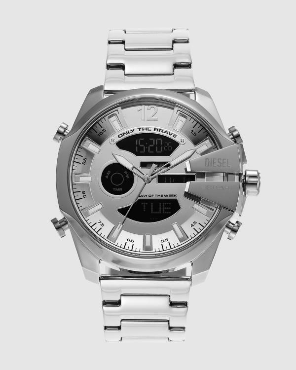 Diesel - Mega Chief Silver Tone Analogue Watch - Watches (Silver) Mega Chief Silver Tone Analogue Watch