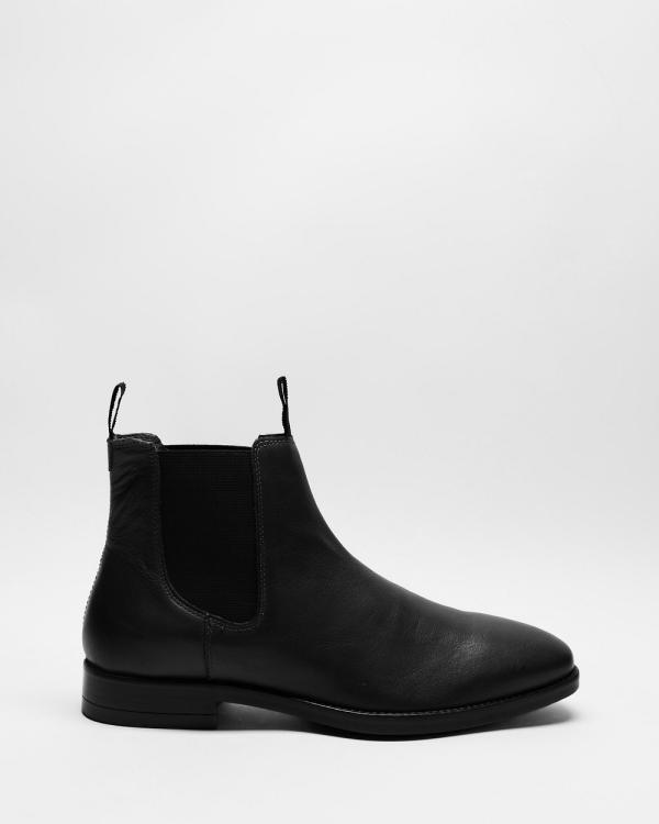 Double Oak Mills - Carson Leather Gusset Boots - Boots (Black Tumbled) Carson Leather Gusset Boots