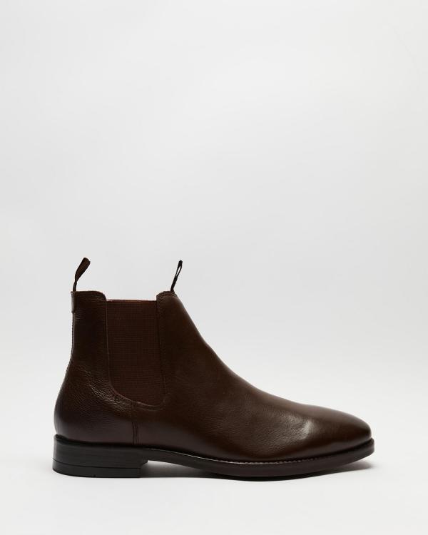 Double Oak Mills - Carson Leather Gusset Boots - Boots (Dark Brown Tumbled) Carson Leather Gusset Boots