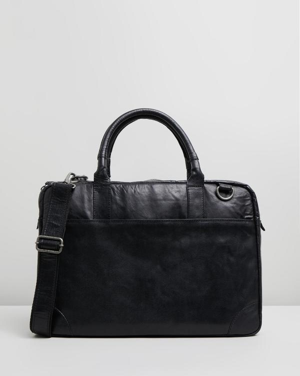 Double Oak Mills - Harry Leather Briefcase - Bags (Black) Harry Leather Briefcase