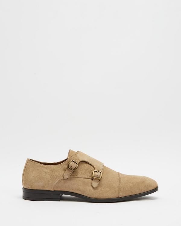 Double Oak Mills - Leather Monk Shoes - Dress Shoes (Stone) Leather Monk Shoes