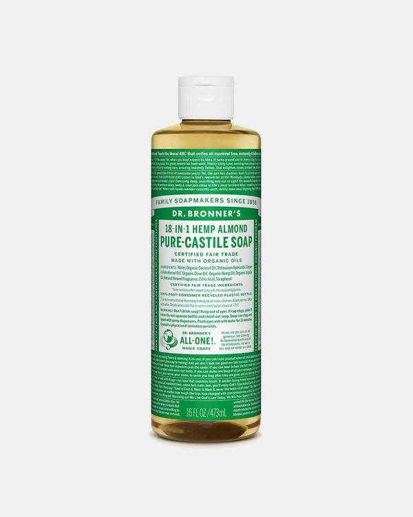 Dr Bronner's - Pure Liquid Castile Soap   Almond 473ml - Skincare (Dark Green) Pure Liquid Castile Soap - Almond 473ml