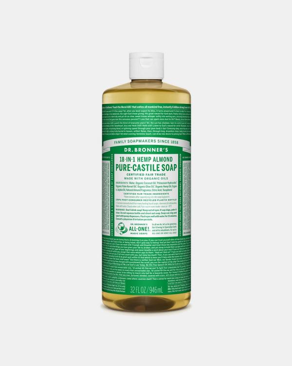 Dr Bronner's - Pure Liquid Castile Soap Almond 946ml - Skincare (Dark Green) Pure Liquid Castile Soap Almond 946ml
