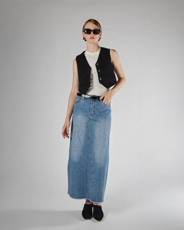DRICOPER DENIM - Livia Long Denim Skirt - Denim skirts (Mid Classic Blue) Livia Long Denim Skirt