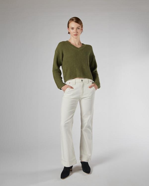 DRICOPER DENIM - Lulu Khaki Cotton Sweater - Jumpers & Cardigans (Khaki) Lulu Khaki Cotton Sweater