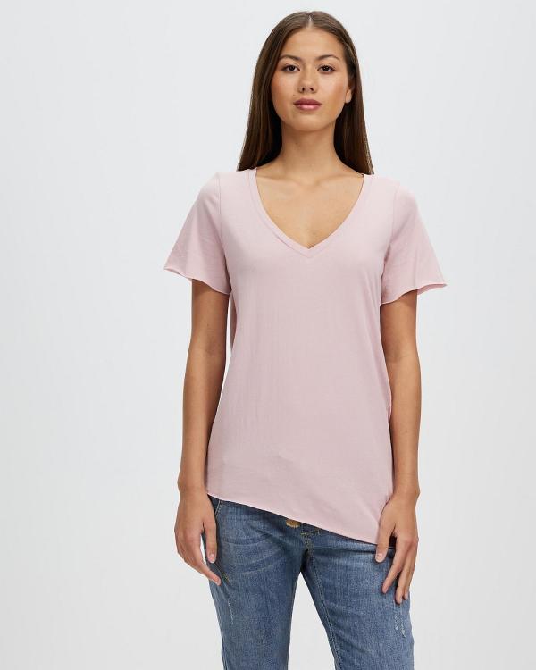 DRICOPER DENIM - Yenny V Neck Tee - T-Shirts & Singlets (Dusty Pink) Yenny V-Neck Tee
