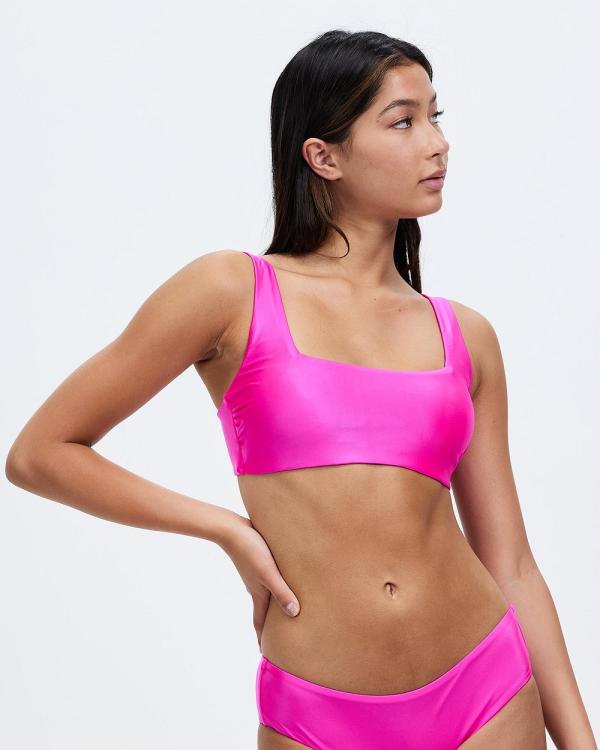 Duskii - Jackie Square Neck Top - Bikini Tops (Neon Pink) Jackie Square Neck Top