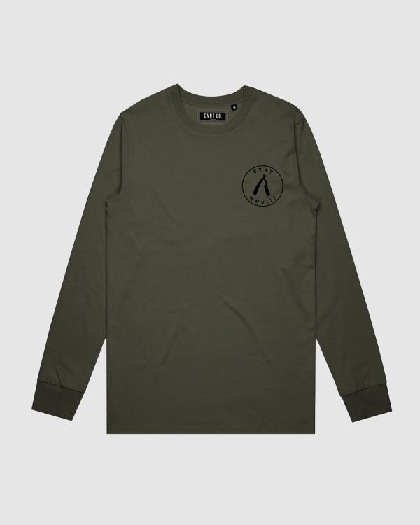 DVNT - Cut Throat Crest Long Sleeve   Youth - Long Sleeve T-Shirts (Olive) Cut Throat Crest Long Sleeve - Youth