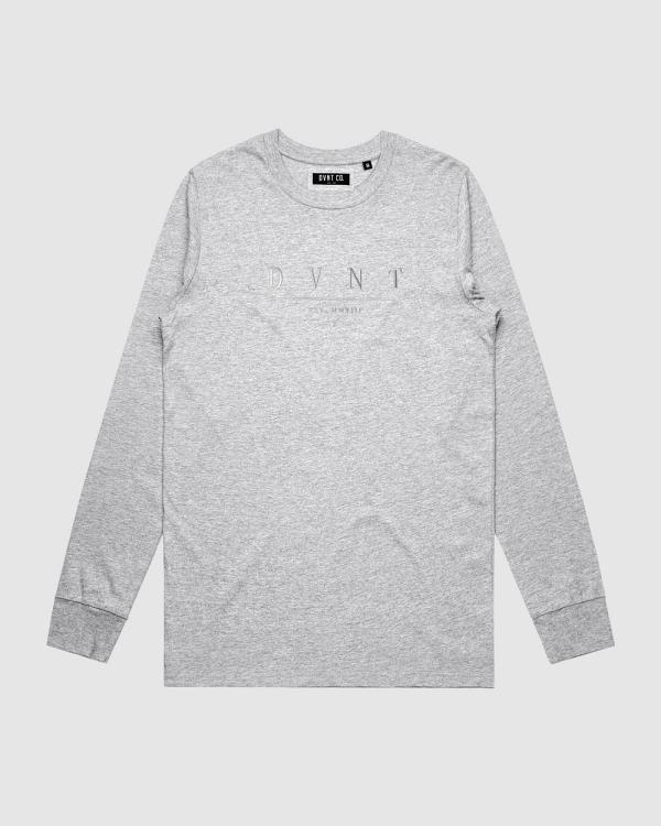 DVNT - Deluxe Mono Embroidery Long Sleeve   Youth - Long Sleeve T-Shirts (Marle Grey) Deluxe Mono Embroidery Long Sleeve - Youth