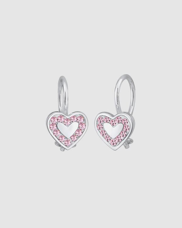 Elli Jewelry -  Earrings Children Heart Love Crystals Pink 925 Sterling Silver - Jewellery (Silver) Earrings Children Heart Love Crystals Pink 925 Sterling Silver
