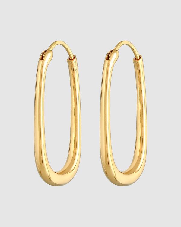 Elli Jewelry - Earrings Creoles Oval Elegant Timeless Basic in 925 Sterling Silver Gold Plated - Jewellery (Gold) Earrings Creoles Oval Elegant Timeless Basic in 925 Sterling Silver Gold Plated